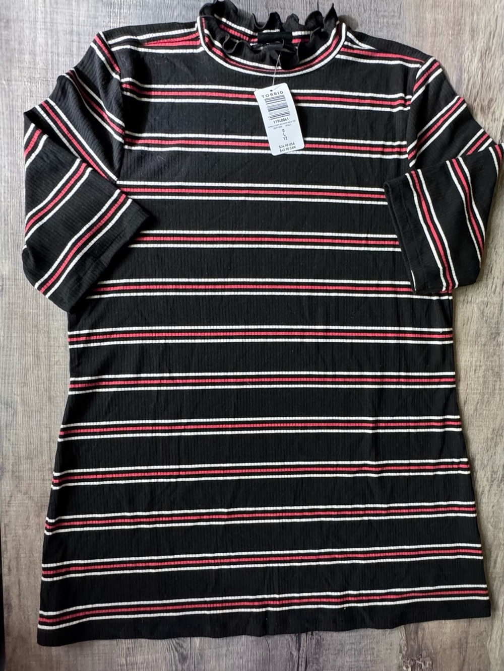 Torrid polo stripe rib mock neck tee